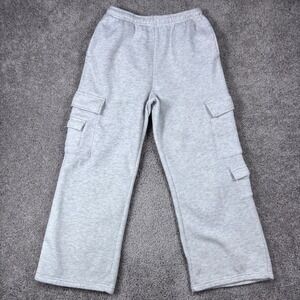 Justify Womens Gray Cargo Sweatpants Fleece Wide Leg High Rise Size Medium